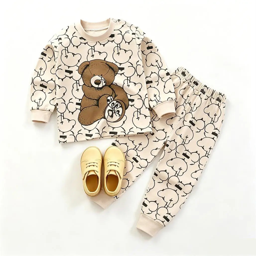 Cartoon Tops +Pants Two Piece Set Spring Autumn Clothing Baby Casual Long-sleeved Pullovers Pajamas Pants Outfits Kids Costume