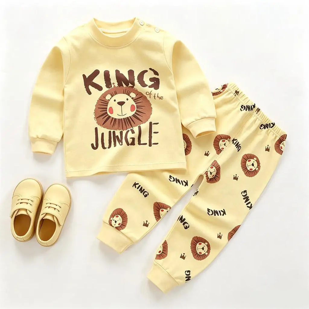 Cartoon Tops +Pants Two Piece Set Spring Autumn Clothing Baby Casual Long-sleeved Pullovers Pajamas Pants Outfits Kids Costume