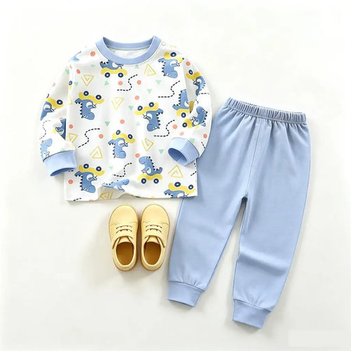 Cartoon Tops +Pants Two Piece Set Spring Autumn Clothing Baby Casual Long-sleeved Pullovers Pajamas Pants Outfits Kids Costume