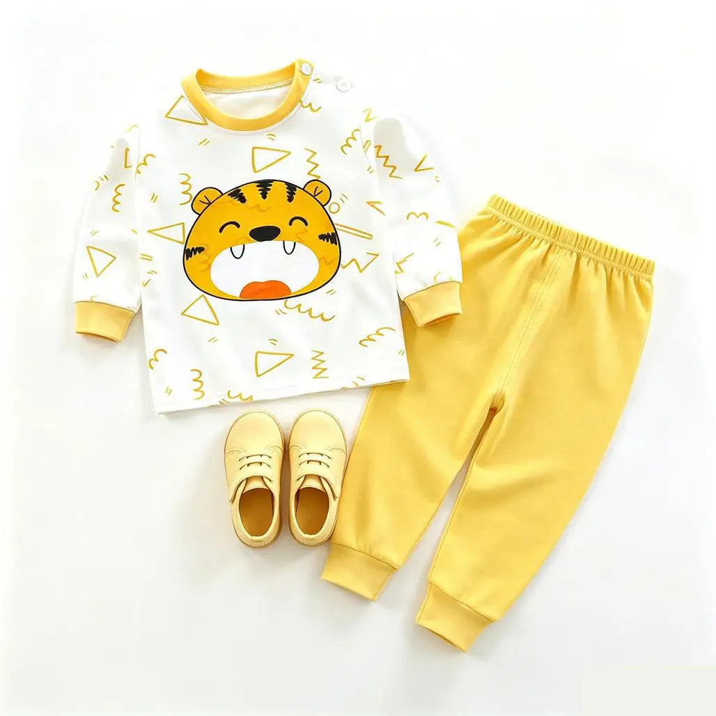Cartoon Tops +Pants Two Piece Set Spring Autumn Clothing Baby Casual Long-sleeved Pullovers Pajamas Pants Outfits Kids Costume