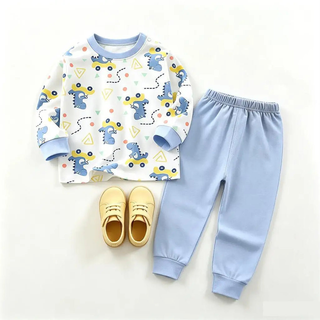 Cartoon Tops +Pants Two Piece Set Spring Autumn Clothing Baby Casual Long-sleeved Pullovers Pajamas Pants Outfits Kids Costume